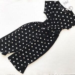 Zara NWT polka dot textured short sleeve  jumpsuit 6Y